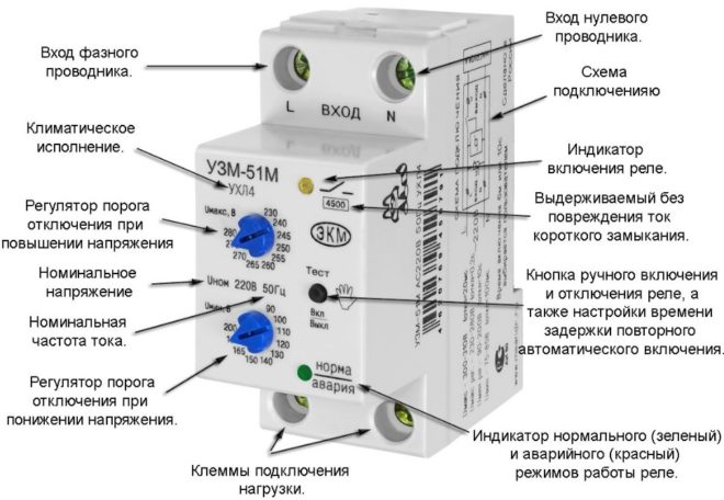 Настройки и маркировка на электромеханическом реле