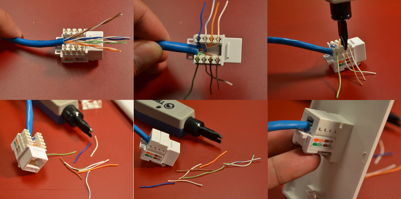 Последовательность подключения кабеля витая пара к розекте rj45