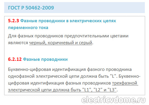цвет фазы ГОСТ Р-50462-2009