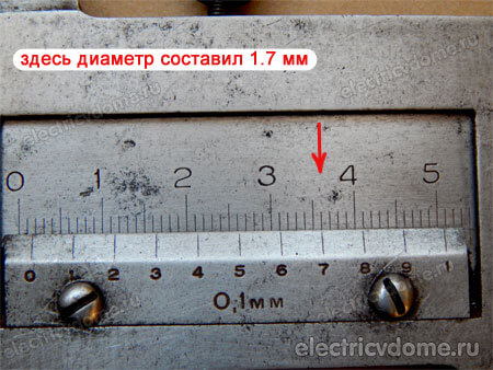 диаметр кабеля пример 2