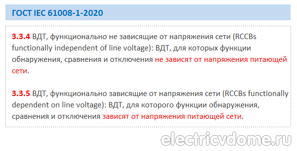 электромеханическое УЗО ГОСТ ГОСТ IEC 61008-1-2020