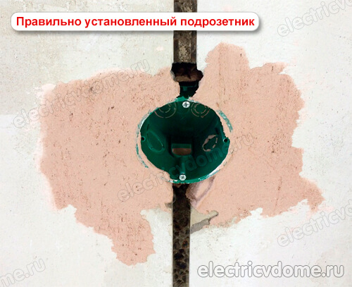 фиксируем подрозетник в стене