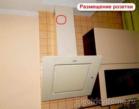 где делать розетку для вытяжки