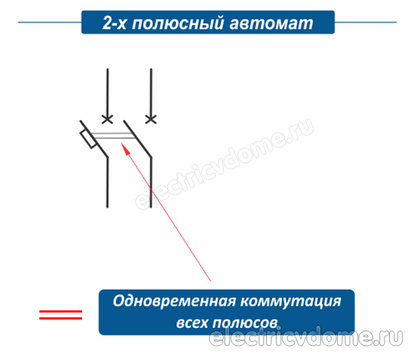 обозначение двухполюсного автомата на схеме