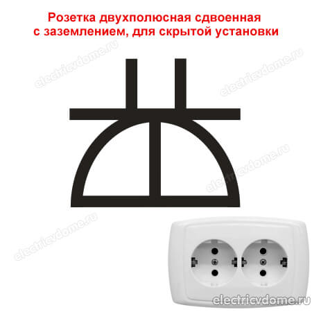 двухполюсная розетка на схеме