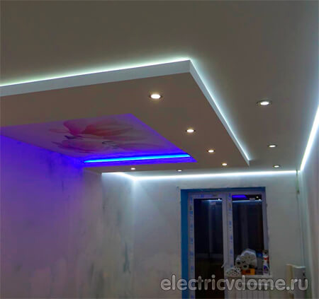 освещение потолка с помощью led ленты