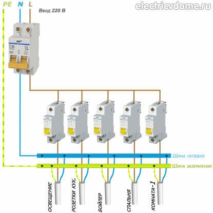 Подключение автоматических выключателей