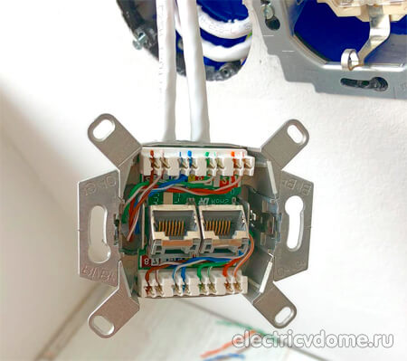 сборка розетки  rj45