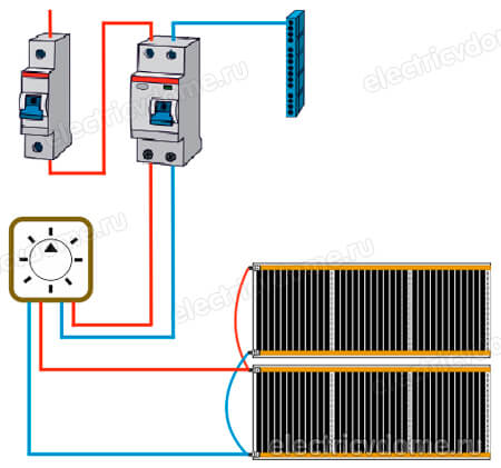 схема подключения инфракрасного теплого пола