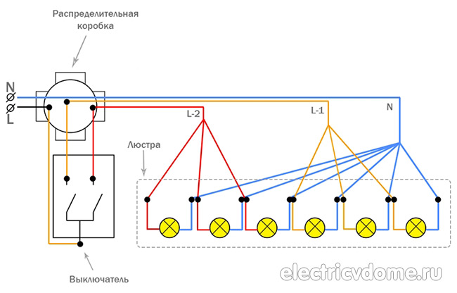 схема подключения люстры