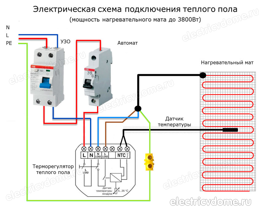 схема подключения терморегулятора теплого пола схема подключения терморегулятора теплого пола