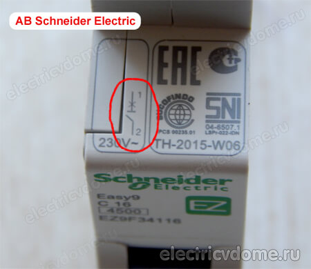 условные обозначения на автомате Schneider Electric