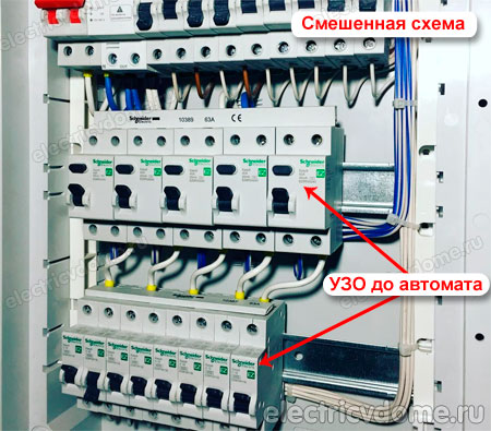 установка узо до или после автомата
