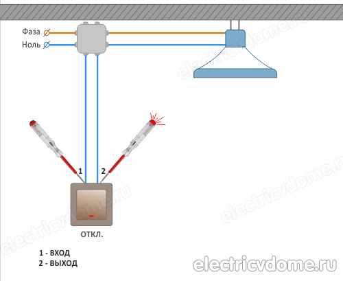 выключатель подключен неправильно