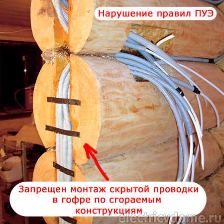 запрещен монтаж проводки в гофре